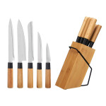 Set de Cuchillos con Soporte de Madera Kinvara KT171028A 6PCS Natural Bambú Acero (4 Unidades)