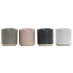Taza Mug DKD Home Decor Rosa claro Gris oscuro Gris claro Gres (350 ml) (4 Unidades)