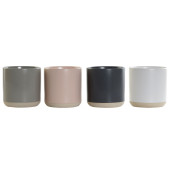 Taza Mug DKD Home Decor Rosa claro Gris oscuro Gris claro Gres (350 ml) (4 Unidades)