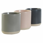 Taza Mug DKD Home Decor Rosa claro Gris oscuro Gris claro Gres (350 ml) (4 Unidades)