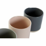Taza Mug DKD Home Decor Rosa claro Gris oscuro Gris claro Gres (350 ml) (4 Unidades)