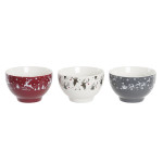 Set de Cuencos DKD Home Decor Blanco Rojo Gris Porcelana 500 ml 13 x 13 x 8 cm (3 Unidades)