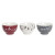 Set de Cuencos DKD Home Decor Blanco Rojo Gris Porcelana 500 ml 13 x 13 x 8 cm (3 Unidades)