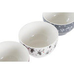 Set de Cuencos DKD Home Decor Blanco Rojo Gris Porcelana 500 ml 13 x 13 x 8 cm (3 Unidades)