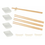 Set de Sushi Kinvara Blanco Bambú Porcelana 27,5 x 2,5 x 20,5 cm 19,5 x 2,5 x 26,5 cm (12 Piezas) (6 Unidades)