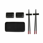 Set de Sushi DKD Home Decor Negro Bambú Gres (31,3 x 19,3 x 2,7 cm)