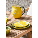 Plato Llano Home ESPRIT Amarillo Verde Gres Limón 22,5 x 22,5 x 2,5 cm (2 Unidades)