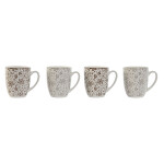 Juego de 4 Tazas Mug Home ESPRIT Marrón Beige Flores 340 ml