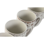 Juego de 4 Tazas Mug Home ESPRIT Marrón Beige Flores 340 ml