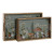 Juego de Bandejas Home ESPRIT Azul Natural Madera de mango 43,5 x 27 x 5,5 cm (2 Unidades)