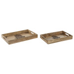 Juego de Bandejas Home ESPRIT Natural Madera de mango 43,5 x 27 x 5,5 cm (2 Unidades)