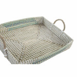 Juego de Bandejas DKD Home Decor Blanco Turquesa Natural 48 x 38 x 15 cm (2 Unidades)