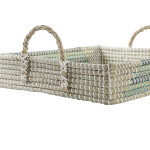 Juego de Bandejas DKD Home Decor Blanco Turquesa Natural 48 x 38 x 15 cm (2 Unidades)