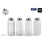 Botella de Cristal La Mediterránea Vidrio Acero 1,3 L (12 Unidades)