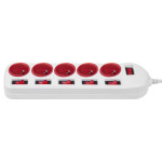 Regleta Enchufes 5 Tomas con Interruptor MacLean MCE204 R/W (1,5 m)