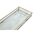 Juego de Bandejas Home ESPRIT Blanco Dorado Moderno 42 x 15 x 4 cm (2 Unidades)