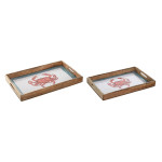 Juego de Bandejas Home ESPRIT Multicolor Madera de mango 43,5 x 27 x 5,5 cm (2 Unidades)