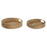 Juego de Bandejas Home ESPRIT Natural Tropical 40 x 40 x 9 cm (2 Unidades)