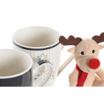 Taza Mug DKD Home Decor Negro Blanco Porcelana Bone China (360 ml) (2 Unidades)