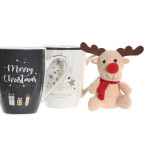 Taza Mug DKD Home Decor Negro Blanco Porcelana Bone China (360 ml) (2 Unidades)