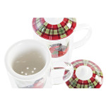Taza para Infusión DKD Home Decor Pájaro Cristal Porcelana Rojo (300 ml) (2 Unidades)