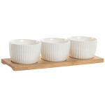 Set de Aperitivo Home ESPRIT Blanco Natural Urbano 28 x 9,6 x 6,2 cm 3 Piezas