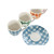 Juego de 6 Tazas con Plato Home ESPRIT Azul Blanco Verde Naranja Rosa Porcelana Rayas Mediterráneo 90 ml