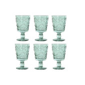 Set de Copas Home ESPRIT Turquesa Cristal 345 ml (6 Unidades)