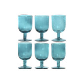 Set de Copas Home ESPRIT Turquesa Cristal 300 ml (6 Unidades)