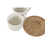 Juego de 6 Tazas con Plato Home ESPRIT Blanco Bambú Porcelana 90 ml