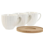 Juego de 6 Tazas con Plato Home ESPRIT Blanco Bambú Porcelana 90 ml