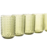 Set de Vasos Home ESPRIT Verde Cristal Con relieve 420 ml (6 Unidades)