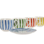 Juego de 6 Tazas con Plato Home ESPRIT Amarillo Azul Verde Coral Porcelana 240 ml