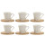 Juego de 6 Tazas con Plato Home ESPRIT Blanco Bambú Porcelana 90 ml