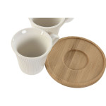 Juego de 6 Tazas con Plato Home ESPRIT Blanco Bambú Porcelana 90 ml