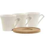 Juego de 6 Tazas con Plato Home ESPRIT Blanco Bambú Porcelana 90 ml