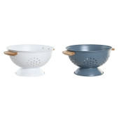 Escurridor DKD Home Decor Azul Blanco Bambú Acero Inoxidable 30 x 24,5 x 14 cm (2 Unidades)