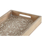 Juego de Bandejas Home ESPRIT Blanco Natural Madera de mango Madera MDF 44 x 29 x 5 cm (2 Unidades)