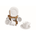Juego de Tazas de Café Home ESPRIT Blanco Bambú Porcelana 200 ml