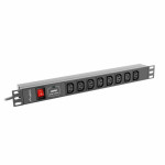 Regleta 19" 8 Tomas Schuko con On/Off Switch Lanberg PDU-08I-0200-C20-BK (2 m)