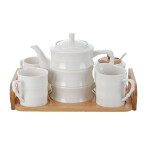 Juego de Tazas de Café Home ESPRIT Blanco Bambú Porcelana 240 ml