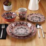 Vajilla Versa Rosa Porcelana 18 Piezas