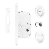 Kit Cierre Puerta Corredera Red. Blanco Mat  Ø56 Exterior, D48 Interior