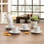 Taza con Plato Quid New Renova Blanco Cerámica 200 ml (6 Unidades)