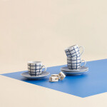 Taza con Plato Quid Kansas Azul Cerámica 90 ml (6 Unidades)