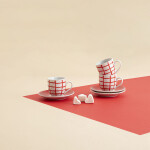 Taza con Plato Quid Kansas Rojo Cerámica 90 ml (6 Unidades)