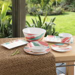 Plato Llano Quid Acuarela Blanco Bioplástico Ø 25 cm (12 Unidades)