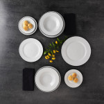 Plato de Postre Bidasoa Glacial Filo Blanco Cerámica Ø 19 cm (36 Unidades)