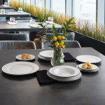 Plato de Postre Bidasoa Glacial Filo Blanco Cerámica Ø 19 cm (36 Unidades)