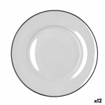 Plato Llano Bidasoa Glacial Filo Blanco Cerámica Ø 27 cm (12 Unidades)